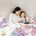 thumbnail image 5 of Manfei Dreamy Couple Unicorn Full Size Comforter Sets, Romantic Rose Flower Bedding Comforter Set, Fairy Tale Animal Reversible Bedding Sets, Lightweight Room Decor, 3-Piece, 5 of 8