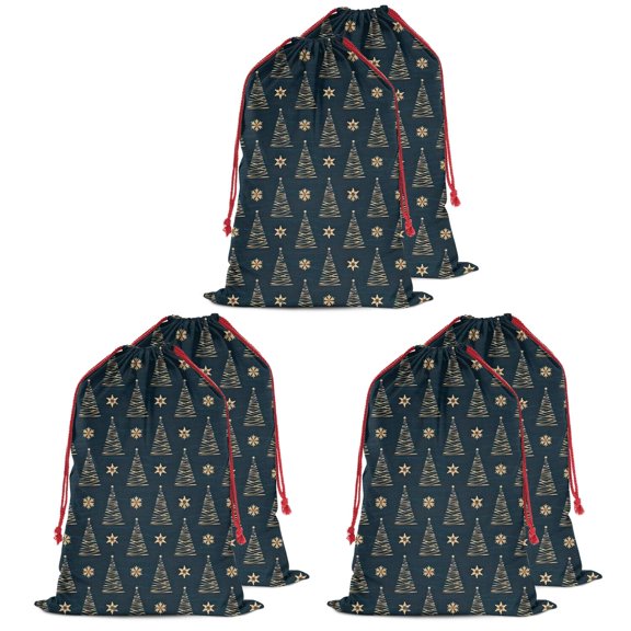 Christmas Bags Drawstring,Dark Blue Christmas Tree Pattern Large Xmas Christmas Gift Bags,Reusable for Xmas and New Year Party Favors and Supplies,27.6" X 19.7"