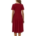 thumbnail image 4 of Fantaslook Summer Dresses for Women Casual Short Sleeve Pleated Dress Flowy Floral Dress with Pockets Flare Midi Sundress, 4 of 9