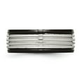 thumbnail image 3 of Stainless Steel Polished Black IP-plated 8mm Grooved Band, 3 of 7