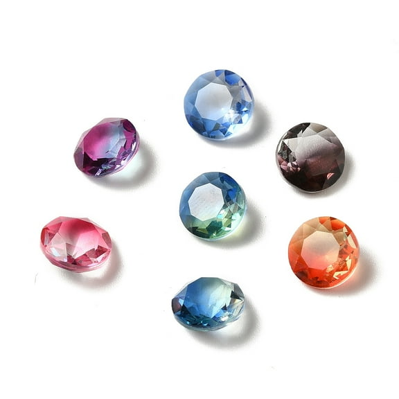 50 pc Faceted K9 Glass Rhinestone Cabochons Pointed Back Flat Round Mixed color 8x4mm