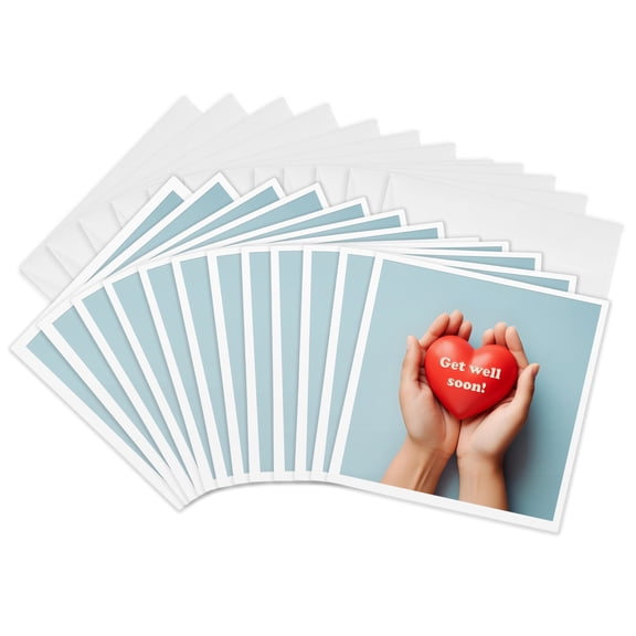 3drose, Get Well Soon Wishes, 12 Greeting Cards with Envelopes