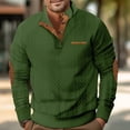 thumbnail image 2 of Men's Fashion Casual Hoodless Sweatshirt Long Sleeve Stand Button Comfortable Relaxed Solid Color Pullover, 2 of 7
