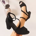 thumbnail image 6 of Women's Summer Heels Open Toe Trendy Party Sandals Ankle Strap Outdoor Travel Work Pumps Ladies Chunky Block Heel Shoes Black 6, 6 of 7