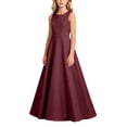 thumbnail image 3 of AHTJRT Graduation Dresses for Girls Satin Silk Crew Neck Sleeveless Pleated Flowy Maxi Dress Elegant Party Chorist Bridesmaid Dresses Red 2-3 Years, 3 of 7