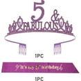 thumbnail image 7 of Meant2Tobe | 5Th Birthday Gifts For Girls5Th Birthday Tiara And Sash Purple5Th, 7 of 7