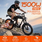 Electric Bike for Adults,750W Motor 1000W Peak,Top Speed 30MPH, Max 55miles,20×4.0 Fat Tires,48V 16.8Ah Battery,UL 2849,Fit for 18+