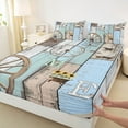 thumbnail image 3 of Feelyou Rustic Cabin Teens Full Size Sheets, Blue Green Wooden Plank Bed Sheets, Southwestern Style Sheet Sets, Super Cozy Room Decor, 4pcs, 3 of 7