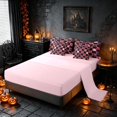 thumbnail image 4 of Homewish Pink Bow Skull Plaid Full Size Bedding Sets for Girls, Kawaii Ghost Cat Pumpkin Full Size Bed in a Bag, Hot Pink Black Orange, Pink Reversible 7 Pieces, 4 of 7