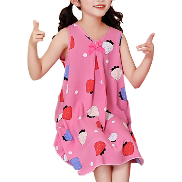 Chemise de Nuit pour Filles, Robe de Nuit d'Été pour Tout-Petits, Douce et Mignonne, Imprimée, Manches Courtes, Robe de Nuit pour Enfants