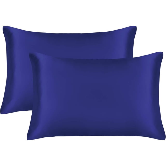 Funda de almohada de satén sedoso para cabello y piel, fundas de almohada de tamaño estándar, juego de 2 fundas de almohada de satén con cierre de sobre