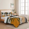 thumbnail image 5 of Twin Quilt Set 68''x86'', Boho Middle Century Lightweight Summer Bedspread Coverlet Set with 2 Pillow Shams, Abstract Orange Geometric Leaves Breathable All Season Quilt Bedding for Dorm/Bedroom, 5 of 9