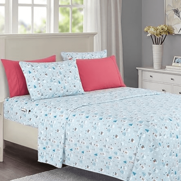 Premium Hotel Quality Microfiber - Softness Wrinkle and Fade Resistant (6-Piece) Bedding Set, Queen, Silver Snowman