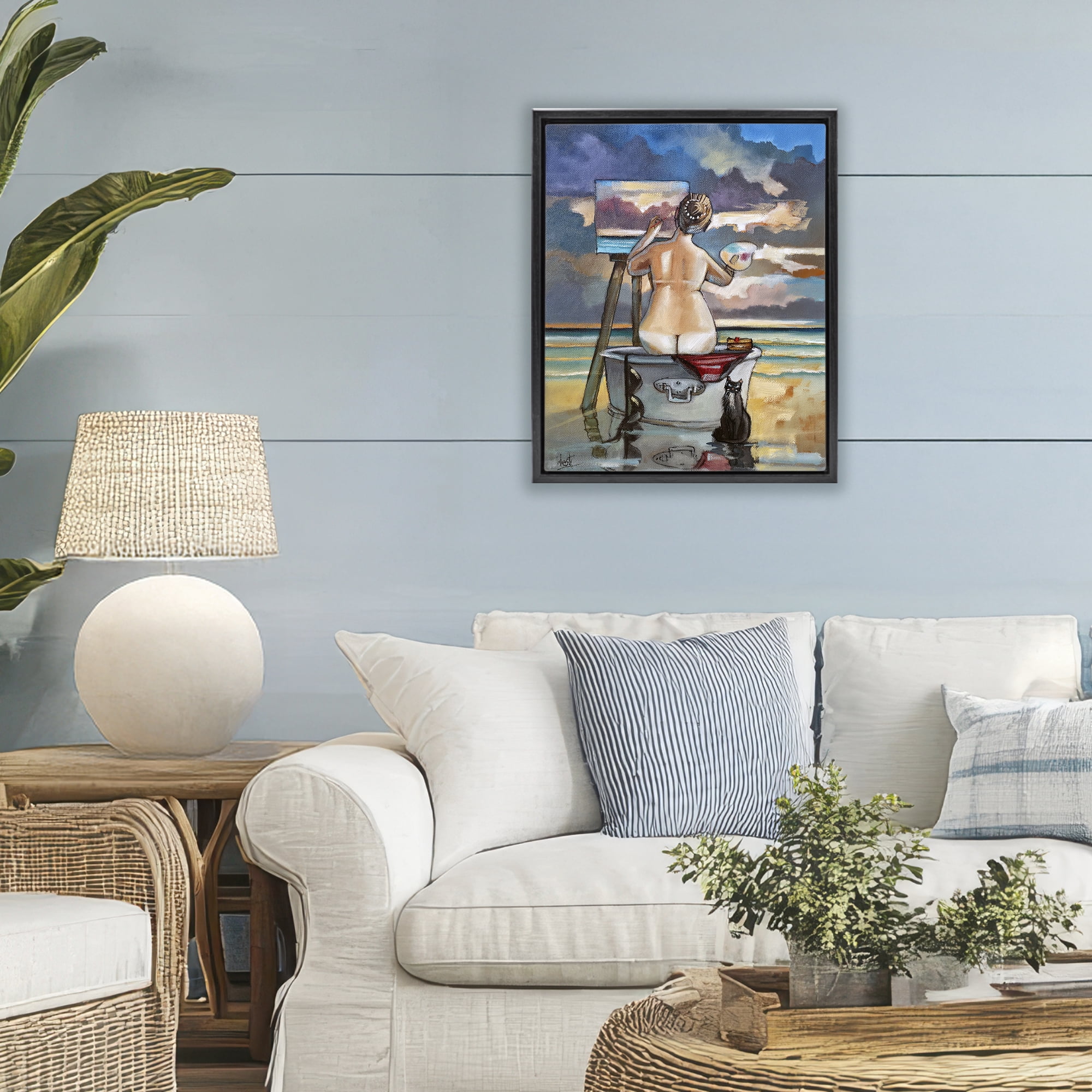 Stupell Industries Painting Up A Storm Black Framed Floater Canvas Wall Art, design by Ronald West