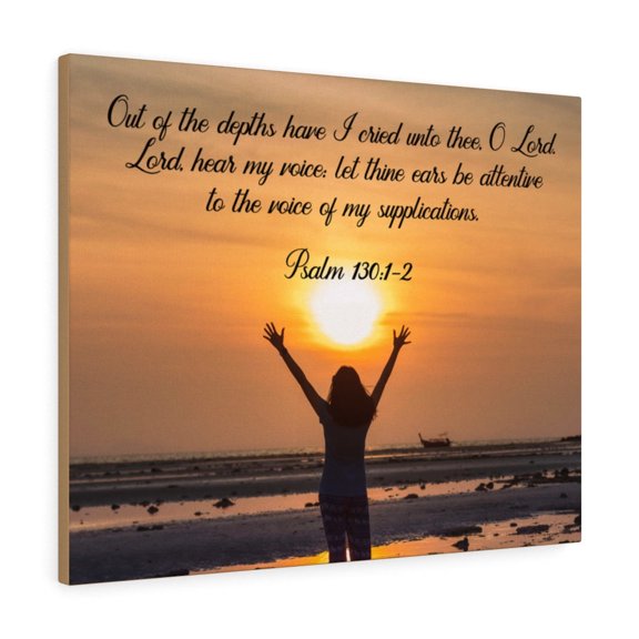 Scripture Walls Psalm 130:1-2 Out of The Depths Bible Verse Canvas Christian Wall Art Ready to Hang Unframed