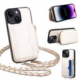 thumbnail image 1 of SaniMore Case for iPhone 14 Plus 6.7" 2022 with Metal Detachable Crossbody Lanyard Zipper Wallet Pocket Card Slots PU Leather Wear-resistant Shockproof Anti-fall Retro Girly Shell, White, 1 of 8