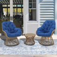 thumbnail image 2 of Kingway 3-Piece Swivel Wicker Patio Conversation Set with Cushions, 2 of 3