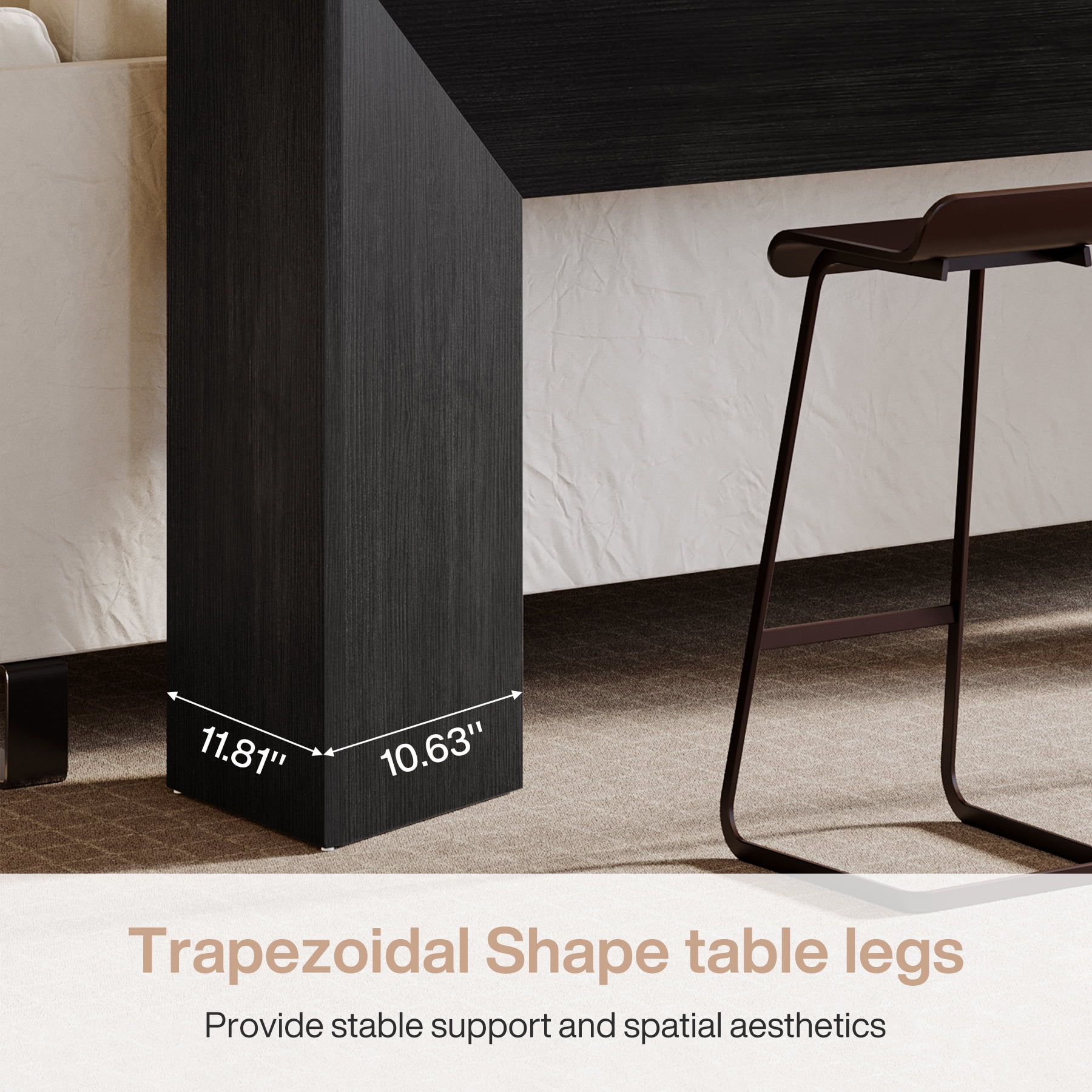 Tribesigns 63" Modern Wood Long Sofa Table Behind Couch, Console Table for Entryway, Black