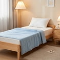 thumbnail image 6 of Twin Size Summer Quilt, Lightweight Breathable Blanket, Air Conditioning Comforter, Washed Cotton Bedspread for Hot Weather & Dorms（Blue）, 6 of 6