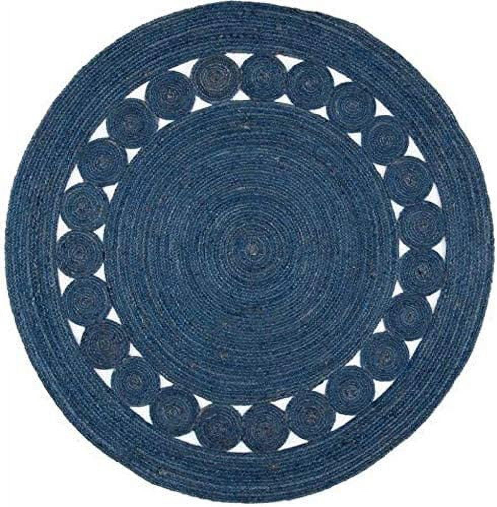 Avgari Creation Hand Woven, Oriental Jute Round Area Rug, Blue 10x10" Living Room , Indoor, Garden Carpet Rug Doormat