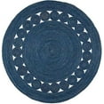thumbnail image 2 of Hand Woven, Oriental Jute Round Area Rug, Blue 4x4" Living Room , Indoor, Garden Carpet Rug Doormat, 2 of 4