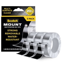 Scotch-Mount Multipurpose Gel Tape, Clear, 1.18 in x 118 in, Holds 20 lbs, 3 Pack