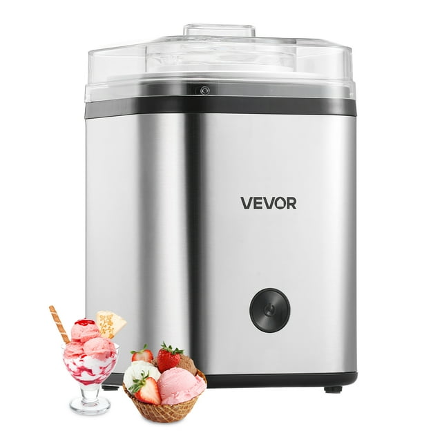 VEVOR Ice Cream Maker, 2.11 Qt. Large Capacity, Electric Automatic Ice-Cream Machine, with Easy Operation & Cleaning, Stainless Steel Shell, for Homemade Frozen Yogurt, Fruit Sorbet, Gelato, Silver