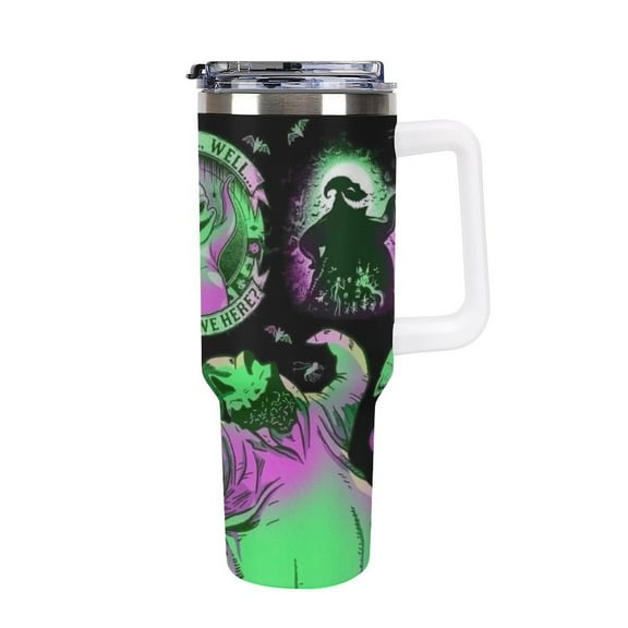 Oogie Boogie Car Cup with Handle Straw Lid Stainless Steel Double Wall Vacuum Coffee Mug Large Capacity Tumbler 40oz for Man Woman