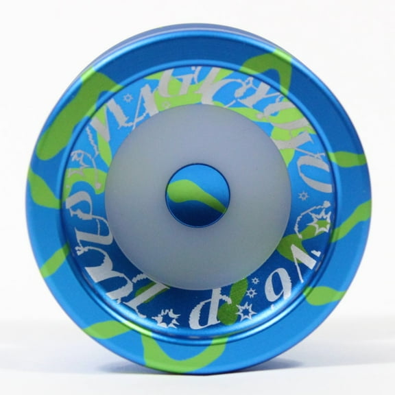 MAGICYOYO Locus V6S Yo-Yo - Aluminum Responsive / Unresponsive Fingerspin YoYo (Blue with Green Splash)
