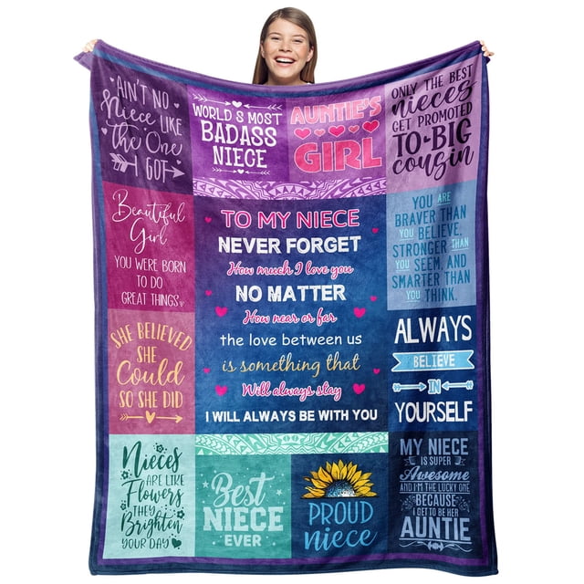 Manta Gevuto de franela de regalo para sobrina, 127 x 150 cm, suave y cálida