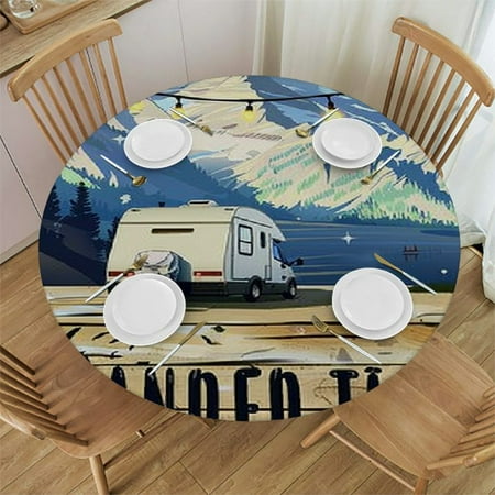 

Orinice Mountains Round Table Cover Stain Resistant Washable Indoor Outdoor Tablecloth Kitchen Dining Wedding Parties 100% Polyester Fiber 54-58