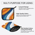 thumbnail image 3 of Yayeee Oven Mitts and Pot Holder Set of 2 Heat Resistant Kitchen Gloves Baking Hot Pad, Orange Abstract Wavy, 3 of 5