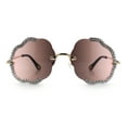 thumbnail image 3 of Womens Bling Rhinestone Jewel Rimless Cloud Shape Luxury Sunglasses Gold - Brown Pink, 3 of 8