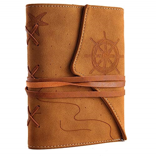 blank travel journal, faux leather bound writing journal notebook for