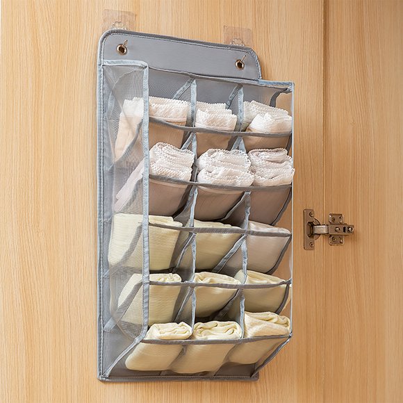 Underwear Hanging Storage Bag, Closet Underwear Organizer Large Capacity for Home 15 Pockets Grey,5 Pockets Grey,15 Pockets Beige,5 Pockets Beige