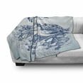 thumbnail image 3 of Seagulls Soft Flannel Fleece Blanket, Seagulls in Flight over Rocky Shore Crashing Waves Simplistic Sketch Design, Cozy Plush for Indoor and Outdoor Use, 60" x 80", Blue White Navy, by Ambesonne, 3 of 6