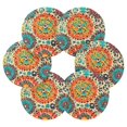 thumbnail image 2 of Haosy Set of 6 Drink Woven Coaster with Holder Heat Resistant Non-Slip Bar Coasters 4 Inches Colorful Bohemian Geometry, 2 of 7