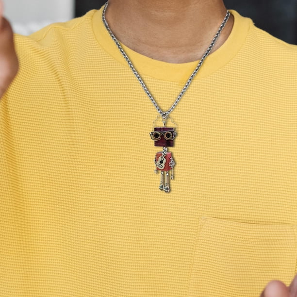 Collar de robot Steampunk, joyería hecha a mano, cadena de clavícula única, dije de robot, collar largo para mujeres y niñas, Acción de Gracias Rosa