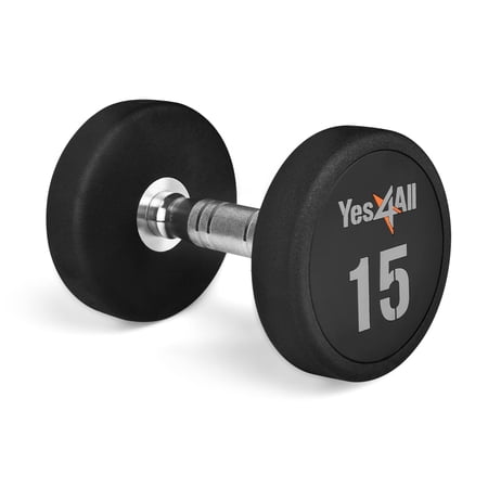 Urethane Dumbbell with Anti-Slip Knurled Handle 5-50 LB for Muscle Building - Sold Individually