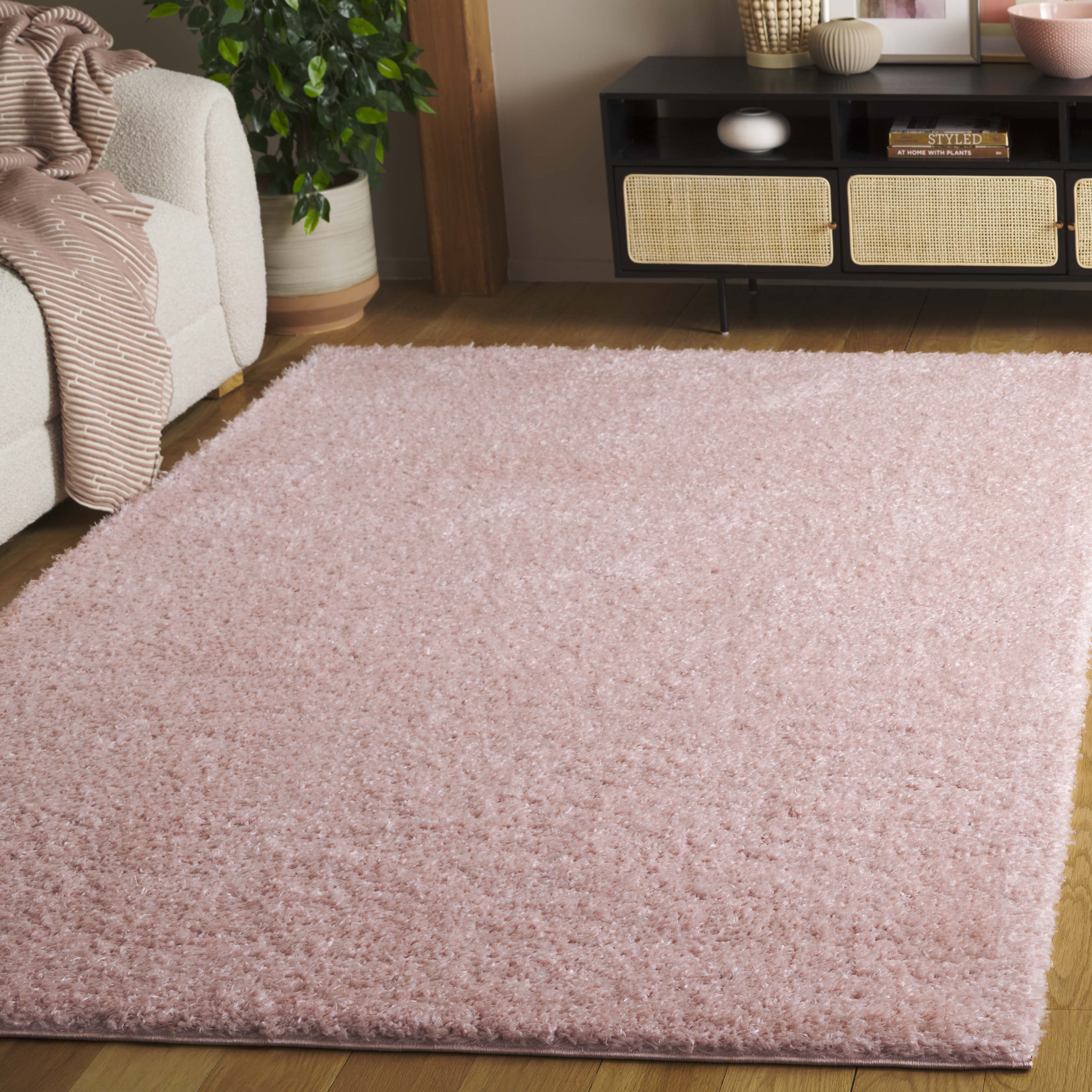 Safavieh Lindsay Deborah Solid Polyester Shag Area Rug, Pink, 6' x 9'