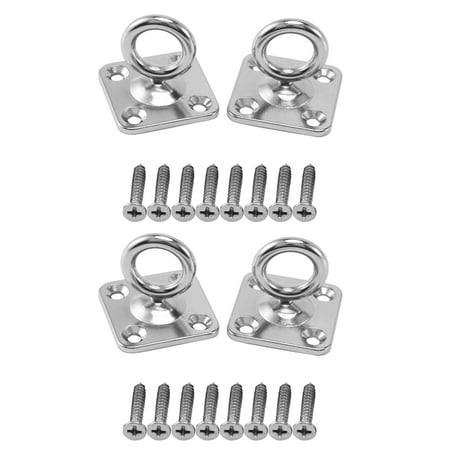 

4Pcs Square Swivel Pad Eye Rotatable Ceiling Hook Hook Stainless Steel Eye Pad Plate for Yoga (with Screws)