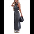 thumbnail image 3 of Vestido Camisero Vaquero Informal de Verano para Mujer, Sin Mangas, con Solapa, Botones y Cinturón, . Negro L, 3 of 9