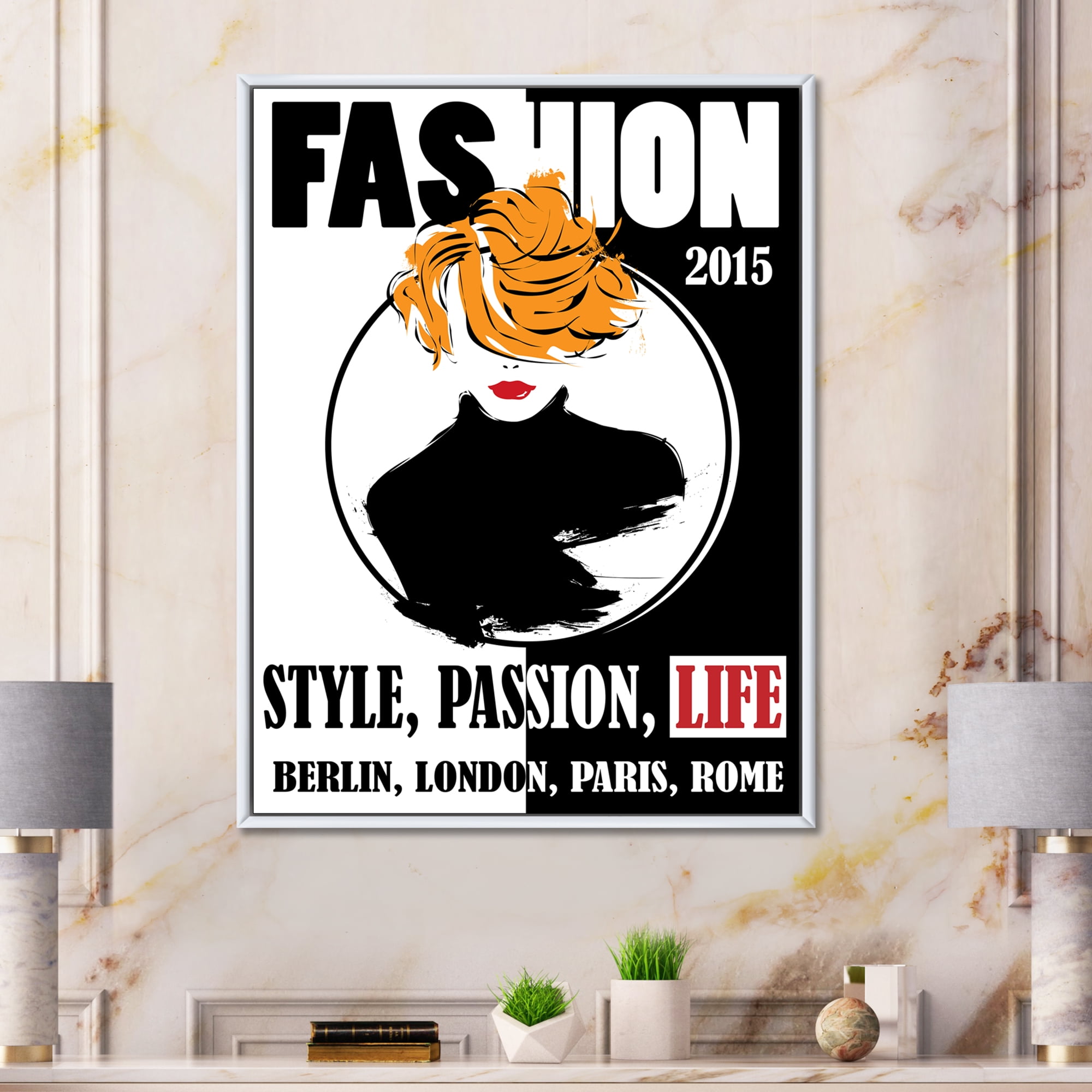Style Passion Life Fashion Woman V 12 in x 20 in Framed Painting Canvas Art Print, by Designart