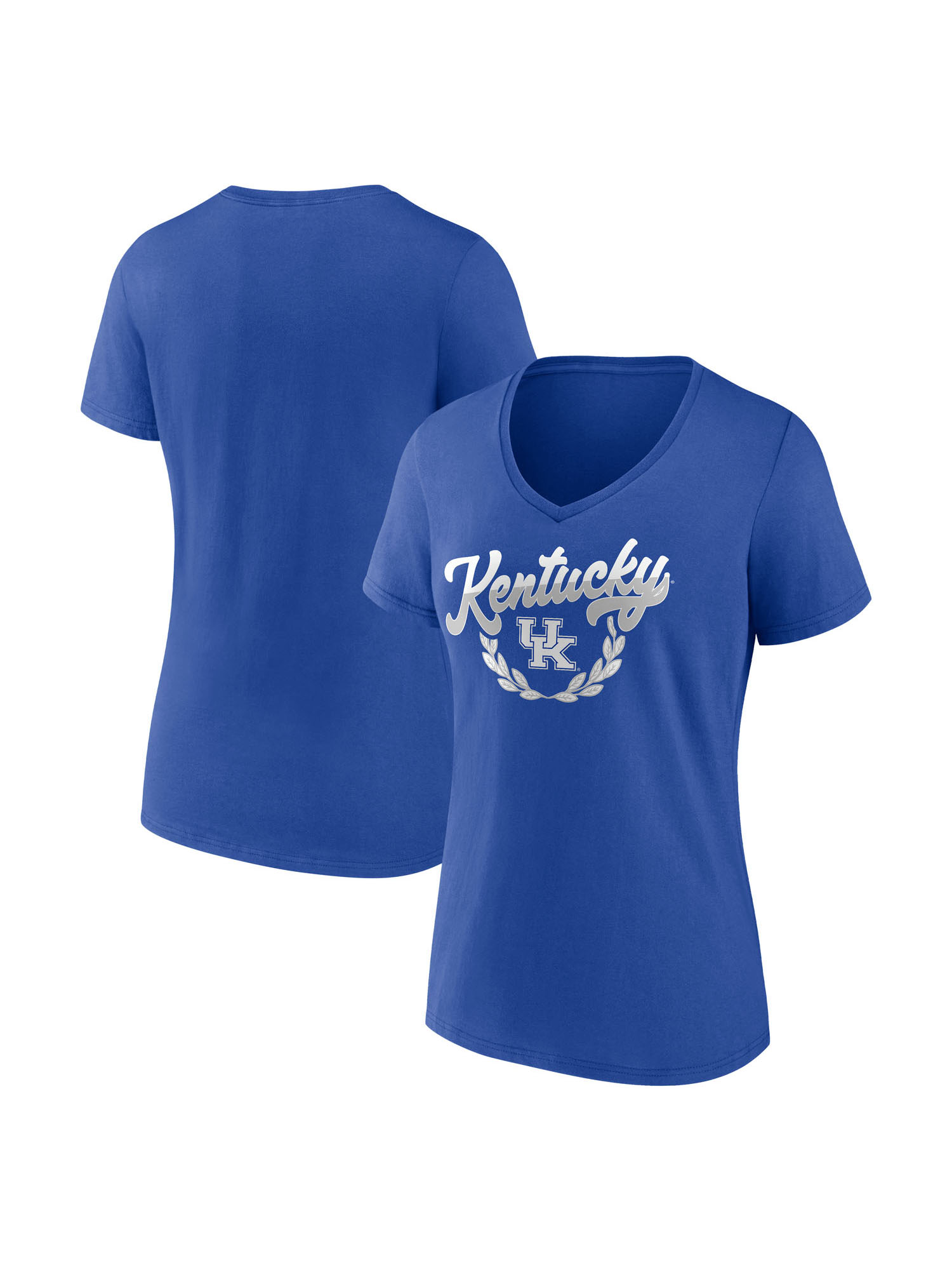NCAA Kentucky Wildcats Women's Blue Cotton Short Sleeve V T Shirt