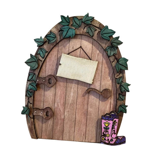 Lindo DIY Hada Puerta Estatua Adornos Decoración Detalles delicados Accesorios Hada Jardín Gnomo Ventana Puerta para Césped al aire libre Patio Estilo C Macarena Puerta de hadas en miniatura