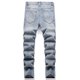 thumbnail image 3 of Pantalones vaqueros rectos de algodón con agujeros rasgados para hombre, pantalones casuales, pantalones vaqueros largos, pantalones para hombre, 3 of 8