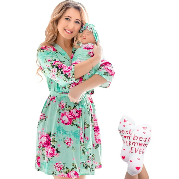 ECO BABY Mommy and Me Robe and Swaddle Set Maternity Robe and Matching Baby Set for Girl Boy Hospital Labor and Delivery Walmart