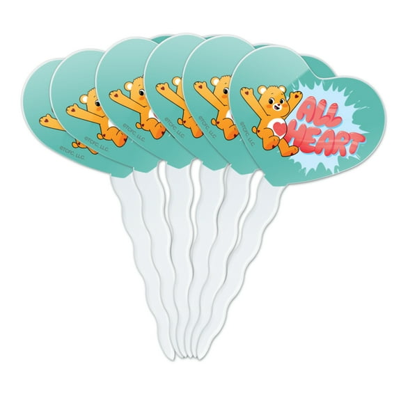 Care Bears: Unlock the Magic All Heart Heart Love Cupcake Picks Toppers Decoration Set of 6