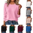 thumbnail image 5 of JUUNthy Sweater for Womens, Crewneck Ruffles Hem Long Sleeve Soft Lightweight Pullover Kint Tops for Daily Wear Black XL, 5 of 15