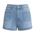 thumbnail image 5 of Dvprdro Womens Solid High Waist Denim Shorts Elastic Waist with Pockets Loose Fit Summer Jean Shorts, 5 of 8